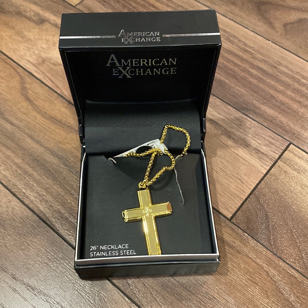 AMERICAN EXCHANGE 26" Men's Stainless Steel Cross Necklace